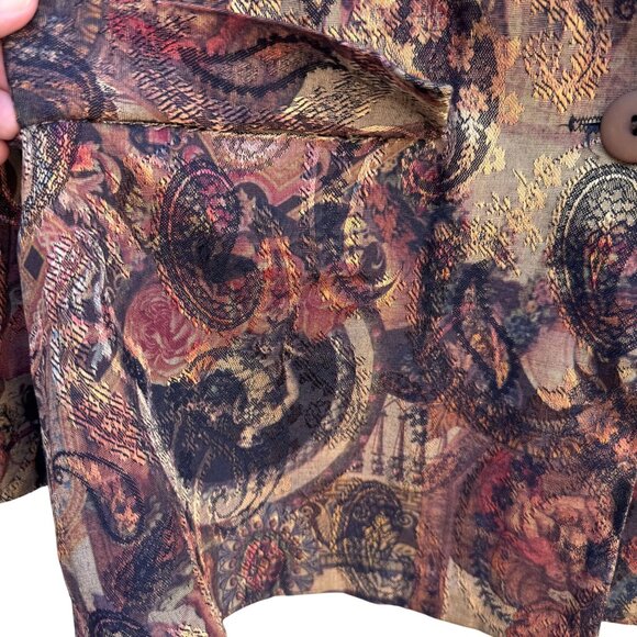 JBT Sport Petite By Fritzi Vintage Womens Paisley Jacquard One Button Blazer PM - Picture 5 of 11